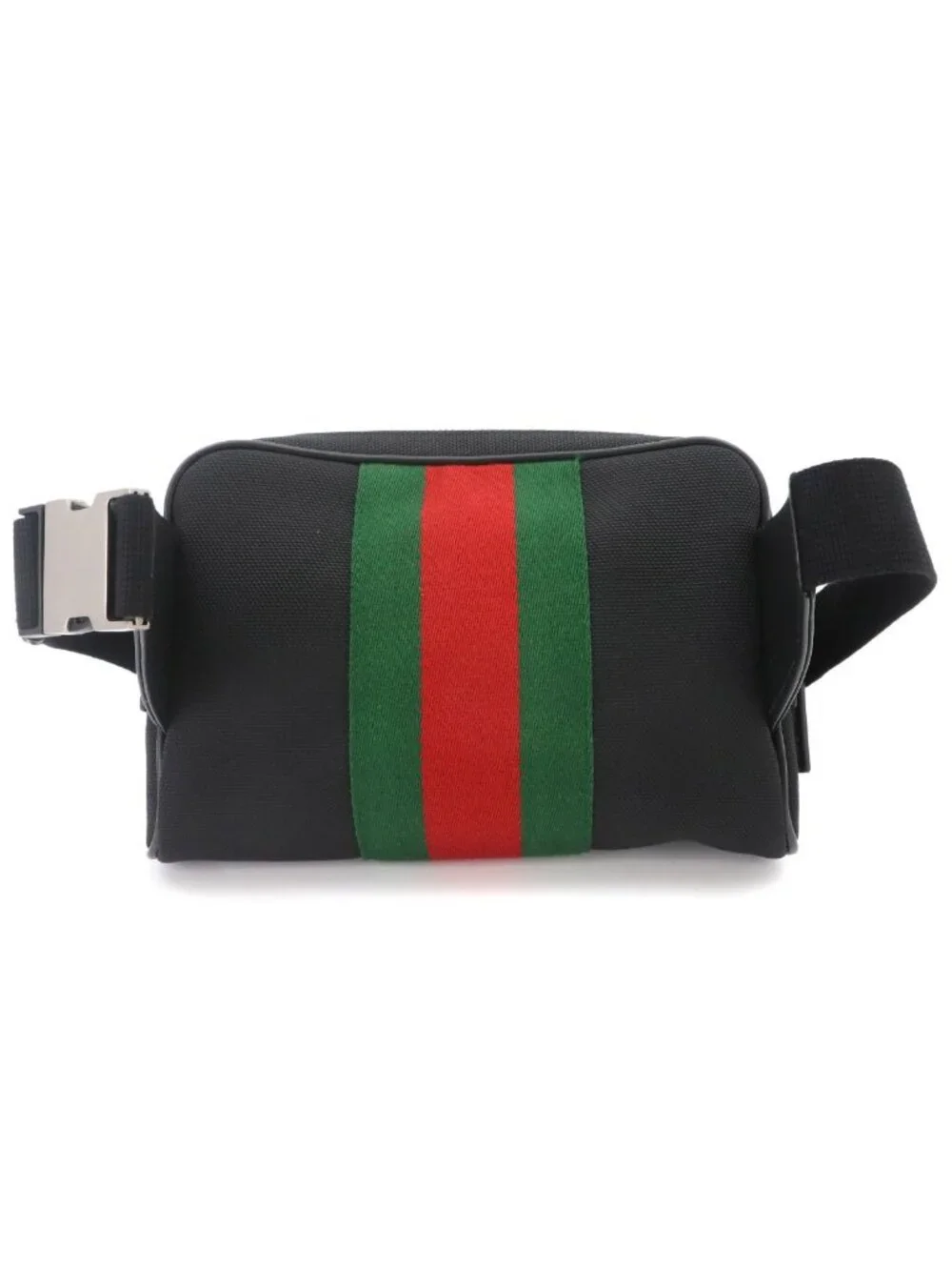 Gucci Sherry Line Belt Bag Canvas Leather Black Silver